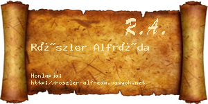 Röszler Alfréda névjegykártya